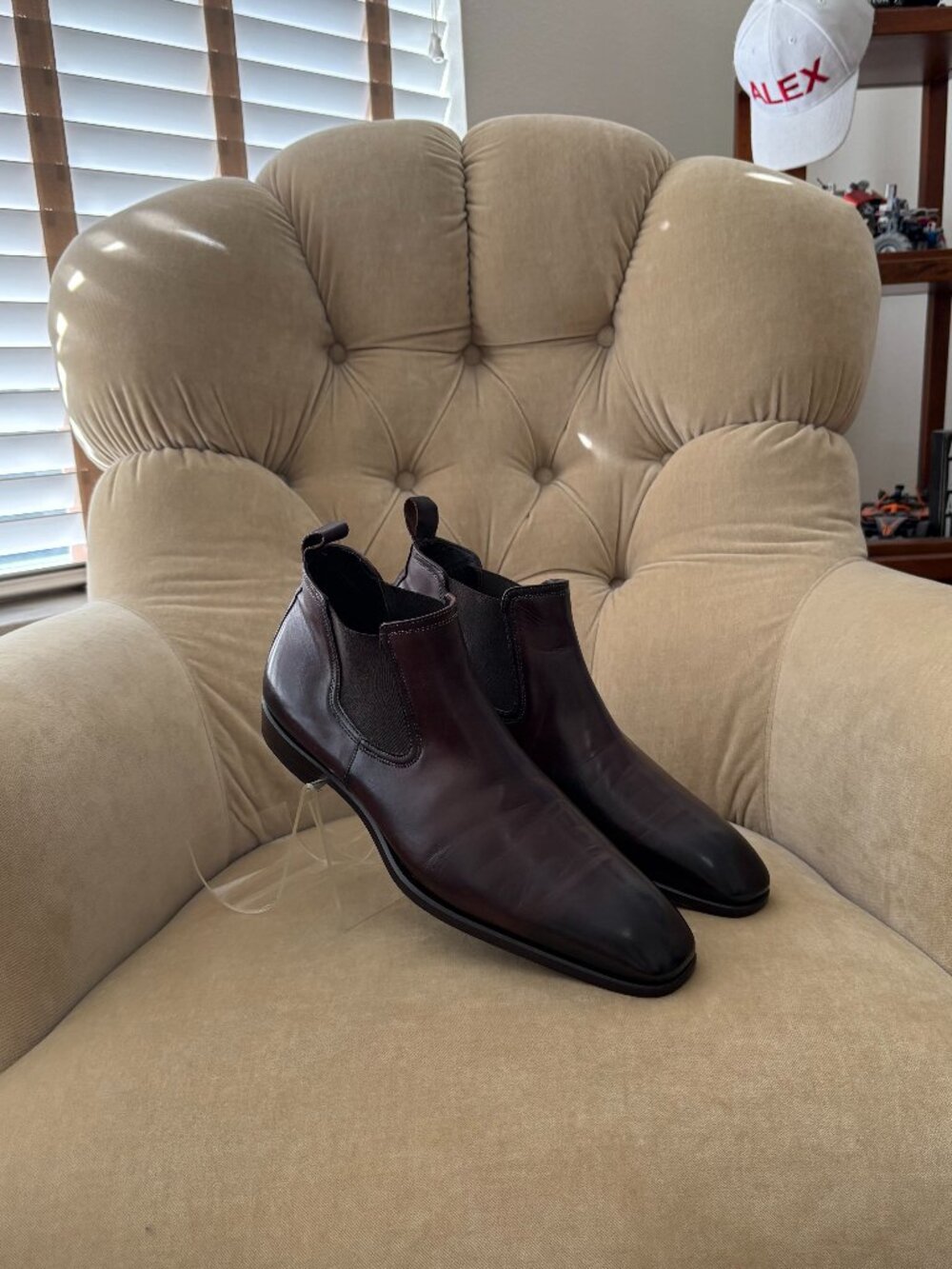 Auth. ANTONIO MAURIZI Men's Chelsea Brown Leather Short Ankle Dress Boots